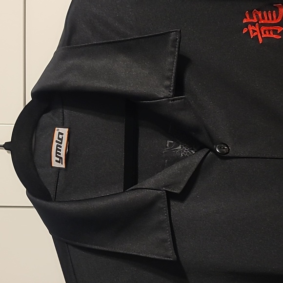 Vtg YMLA Shirt Mens Large Black Short Sleeve Velvet Dragon Dance Chinese 80's - Picture 3 of 9